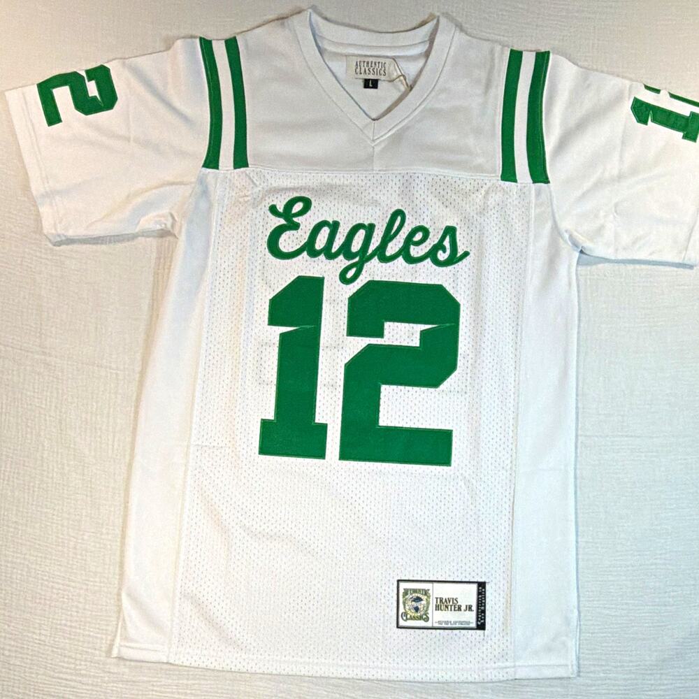 Authentic Classics Collin’s hills Eagles Travis Hunter Jr #12 Jersey L White